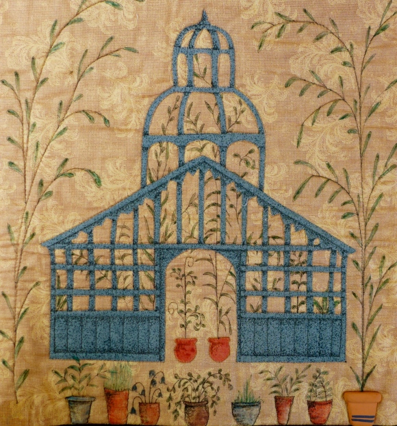 The Gazebo is illustrated with a black pigment ink pen and then the plants drawn around it